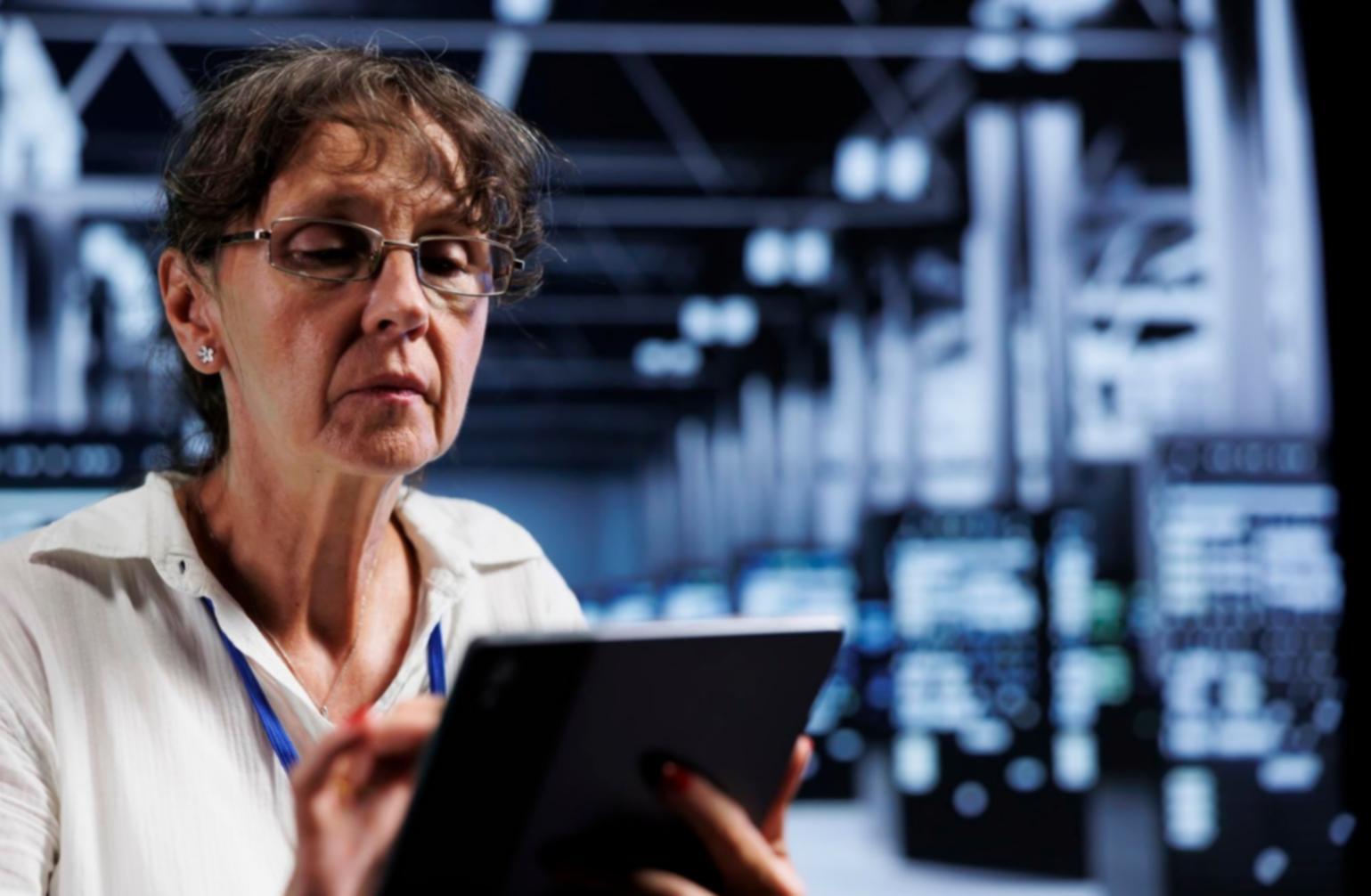 System management workspace with modern technology setup